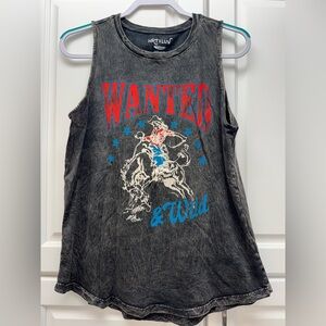 Graphic Tank Top with Wanted Cowboy